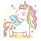 Cute Unicorn angel vector pony child cartoon, Kawaii animal horse horn character, Girly doodles Fairytales magic