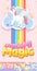 Cute unicorn banner on pastel background color