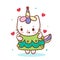 Cute unicorn cat vector Christmas tree character cartoon Kawaii animal winter merry x mas Fancy dress