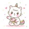 Cute Unicorn cat vector hoding ice cream with sweet candy pony cartoon sweet dessert yummy food