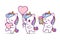 Cute unicorn character birthday group