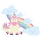 Cute unicorn with clouds and rainbow kawaii characters