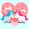 Cute Unicorn Couple Vector Background