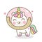 Cute Unicorn donut cartoon pony vector, Happy birthday food party