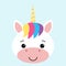 Cute unicorn face.Vector cartoon character illustration Design for child card , t-shirt.