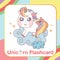 Cute unicorn flashcard for toddlers. the fantasy characters ready to print file.