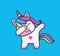 cute unicorn girl dabbing pose. cartoon animal nature concept Isolated illustration. Flat Style suitable for Sticker Icon Design