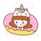 Cute unicorn girl vector sweet donut yummy food pony child muffin Kawaii cartoon