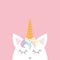 Cute unicorn head face. Rainbow hair, white daisy chamomile flower set. Flat lay design. Pastel color. Cute cartoon kawaii baby ch