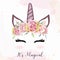 Cute unicorn head with watercolor floral crown