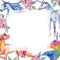 Cute unicorn horse. Fairytale children sweet dream. Rainbow animal horn character. Frame border ornament square.