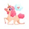 Cute unicorn in love cartoon vector illustration