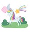 Cute unicorn magic fantasy cartoon rainbow shooting star moon cloud