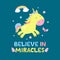 Cute unicorn and magical items vector illustration.