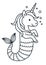 Cute unicorn mermaid coloring page cartoon illustration.