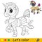Cute unicorn in mummy suit coloring book Halloween