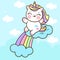 Cute Unicorn pegasus vector fly on sky princess pony cartoon pastel background Valentines day