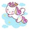 Cute Unicorn Pegasus vector princess pony sleep cartoon on pastel cloud sweet dream kawaii animals background