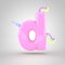 Cute unicorn pink letter D lowercase