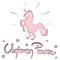 Cute unicorn power hand drawn lettering vector card