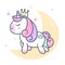 Cute Unicorn princess vector pony cartoon on the moon Pastel color, magic sleeping time for sweet dream, Kawaii character