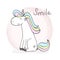 Cute unicorn print for kids. Smile card