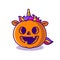 Cute Unicorn Pumpkin Halloween Cartoon Vector Icon Illustration