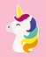 Cute unicorn with rainbow colored hair