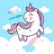 Cute Unicorn rainbow vector with cloud pony express