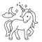 Cute unicorn simple cartoon vector coloring book illustration. S