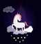 Cute unicorn sleep on cloud dream castle night