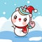 Cute Unicorn snowman vector hug christmas tree pony cartoon x mas festival happy new year