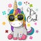 Cute unicorn with sun glasses