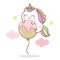 Cute Unicorn vector on balloon, pony cartoon Pastel color, Kawaii Animal, Nursery decoration