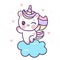 Cute Unicorn vector on cloud with pastel cloud pony cartoon