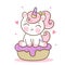 Cute Unicorn vector on cupcake donut muffin and tea time sweet dessert pastel color