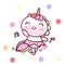 Cute Unicorn vector dancing pastel color, Kawaii pony cartoon happy party