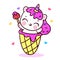 Cute Unicorn vector ice cream sweet pony cartoon sweet dessert yummy food candy color