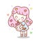 Cute unicorn vector and little girl, Kawaii animal pastel color lovely character