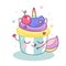 Cute Unicorn vector in magic cupcake cartoon pastel color