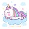 Cute Unicorn vector with magic sleeping time for sweet dream, Kawaii character style. Doodle pony child cartoon