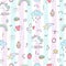 Cute unicorn vector pattern