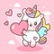 Cute Unicorn vector pegasus hug heart pony cartoon pastel background Valentine day festivel