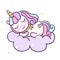 Cute Unicorn vector pony cartoon on cloud, Nursery decoration, magic sleeping time for sweet dream pastel color happy animal