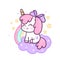 Cute Unicorn vector with rainbow and star Happy birthday Kawaii animal doodle pony cartoon