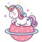 Cute Unicorn vector sit with star, baby animal, little Kawaii pony cartoon, Baby shower girl and boy