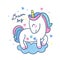 Cute Unicorn vector stand on cloud Pony cartoon pastel color, fantastic