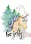 Cute unicorn watercolor hand drawn merry christmas illustration