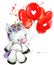 Cute unicorn watercolor illustration. love card