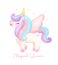 Cute unicorn with wing migical pony watercolor dreamy nursery Art illustration. Magical Unicorn